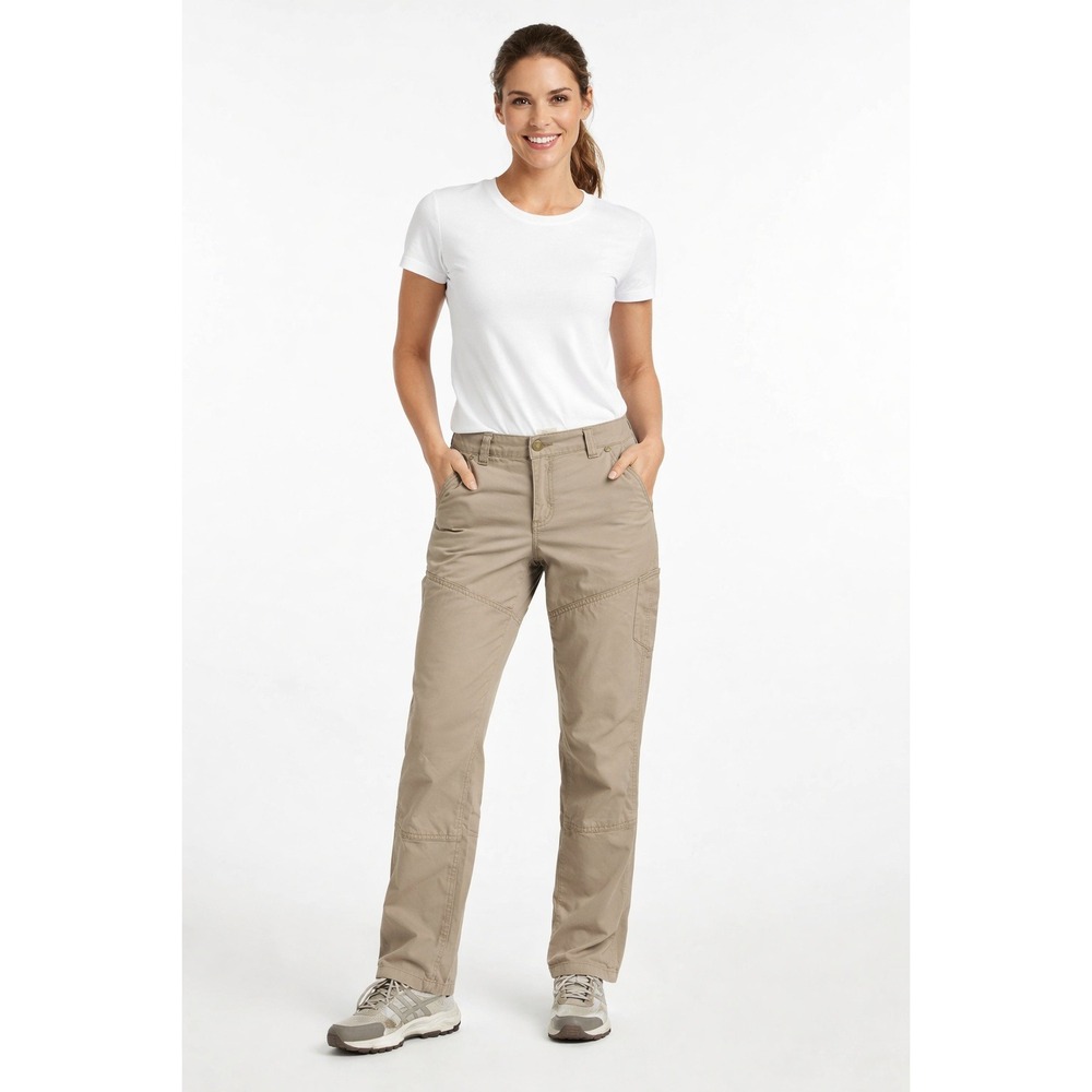L.L. Bean Favorite Fit Women's Khaki Straight Leg Carpenter Pants Sz 12T Outdoor